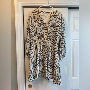 Nine West Black and Cream Patterned Dress